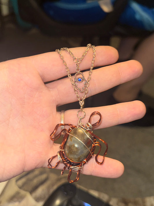 Handcrafted Turtle Pendant with Evil Eye Chain