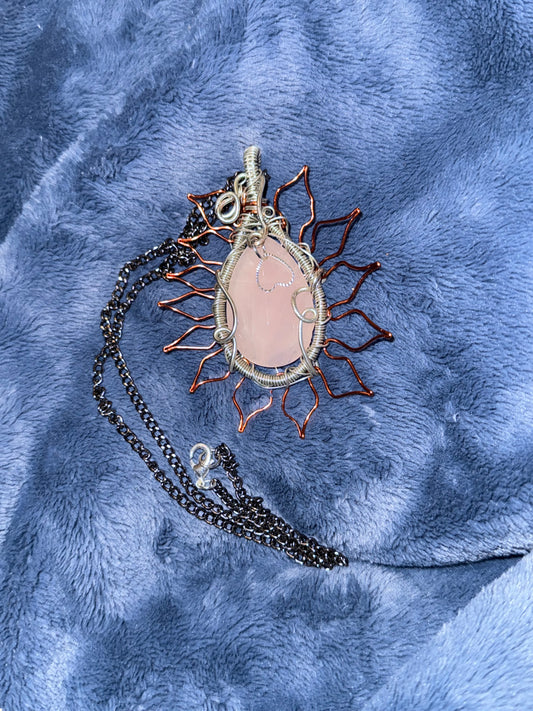 Rose Quartz Sunflower Necklace